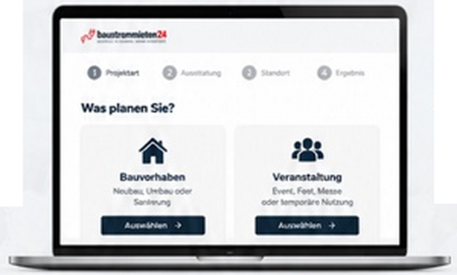 Baustrom-Konfigurator auf einem Laptop