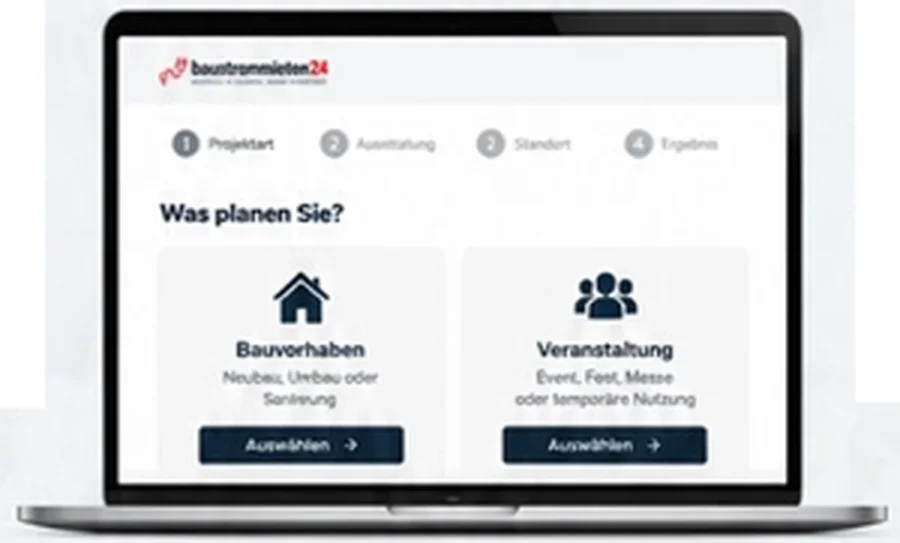 Baustrom-Konfigurator auf einem Laptop